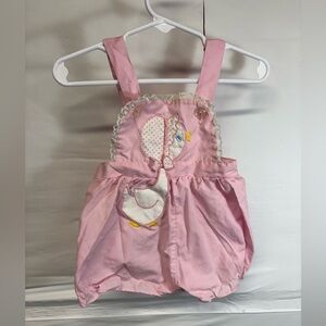 Tiny Tots Original vintage pink baby girl's bubble romper or sunsuit with a duck